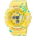 Casio Casio Baby-G BA-120SC-9A  BA-120SC-9A кварцевые женские часы  желтый циферблат, браслет пластик — вид спереди
