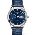 Longines Longines Flagship L4.899.4.92.2  L48994922 механические мужские часы синий циферблат, браслет кожаный — вид спереди