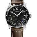 Longines Longines Spirit L3.812.4.53.2  L38124532 механические мужские часы черный циферблат, браслет кожаный — вид спереди
