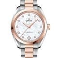 Omega Omega Seamaster Aqua Terra 220.20.34.20.55.001 Aqua Terra 22020342055001 механические женские часы белый циферблат, браслет нержавеющая сталь + золото 18к — вид спереди