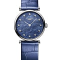 Longines Longines La Grande Classique L4.209.4.81.2  L42094812 кварцевые женские часы синий циферблат, браслет кожаный — вид спереди