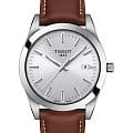 Tissot Tissot Gentleman T127.410.16.031.00 Gentleman T1274101603100 кварцевые мужские часы серебристый циферблат, браслет кожаный — вид спереди